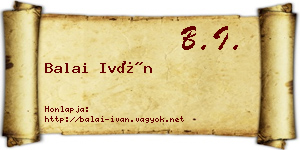 Balai Iván névjegykártya